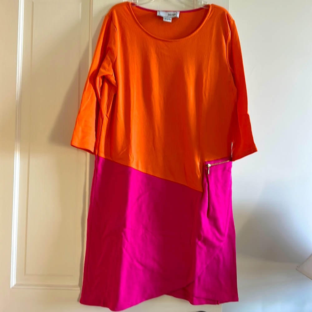 Joan Vass Orange Pink Dress Casual Small/Med 6-8